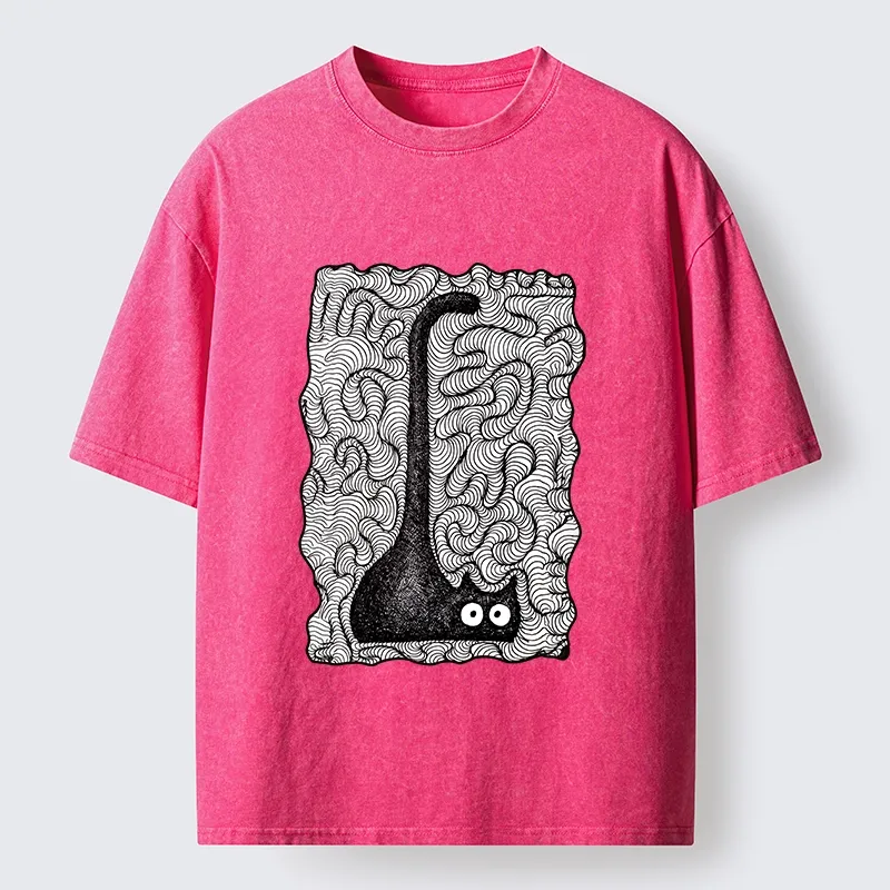 Tokyo-Tiger Trippy Zentangle Secret Cat Art Print Washed T-Shirt Sale