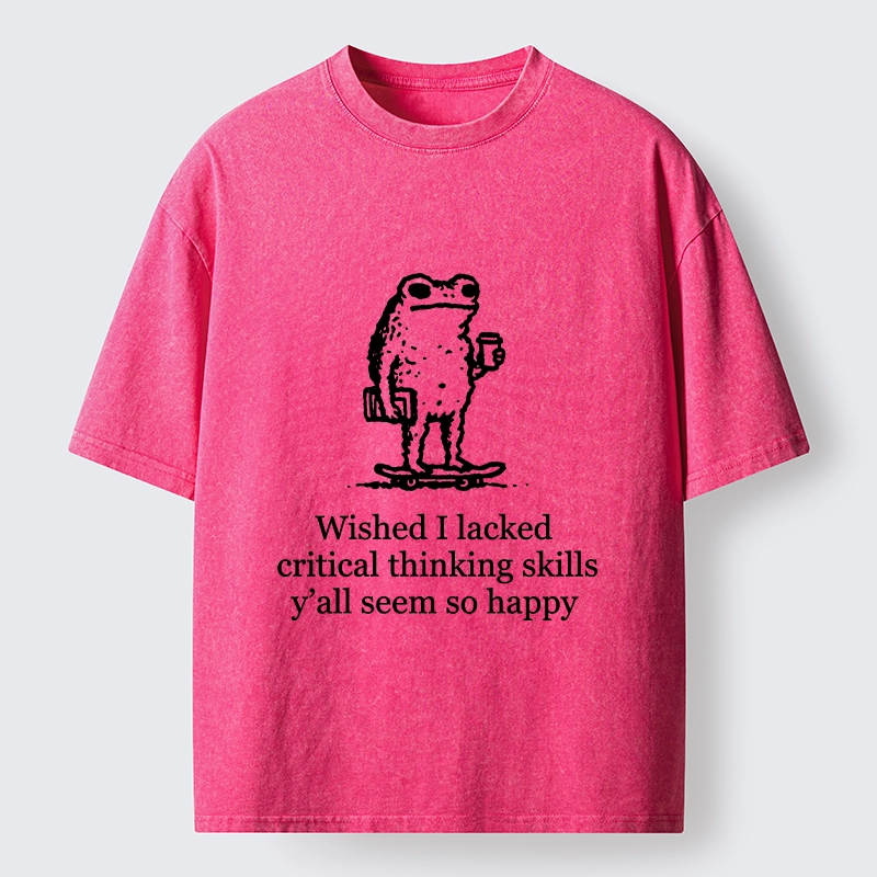 Tokyo-Tiger Skate Frog Deep Thought Funny Meme Washed T-Shirt