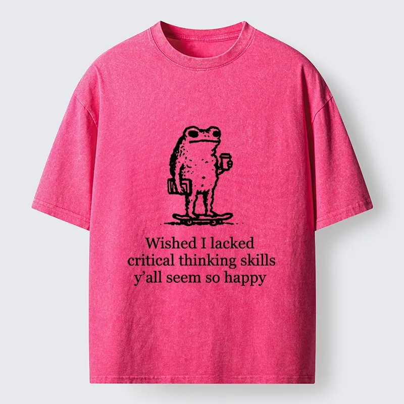 Tokyo-Tiger Skate Frog Deep Thought Funny Meme Washed T-Shirt