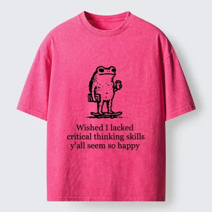 Tokyo-Tiger Skate Frog Deep Thought Funny Meme Washed T-Shirt