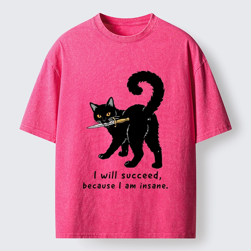 Tokyo-Tiger Brave Black Cat Wild Success Vibe Washed T-Shirt