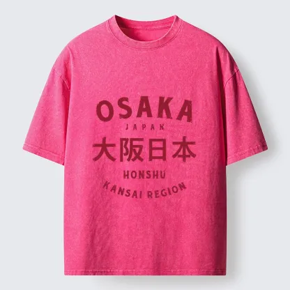 Tokyo-Tiger Vintage Osaka Japan City Graphic Washed T-Shirt