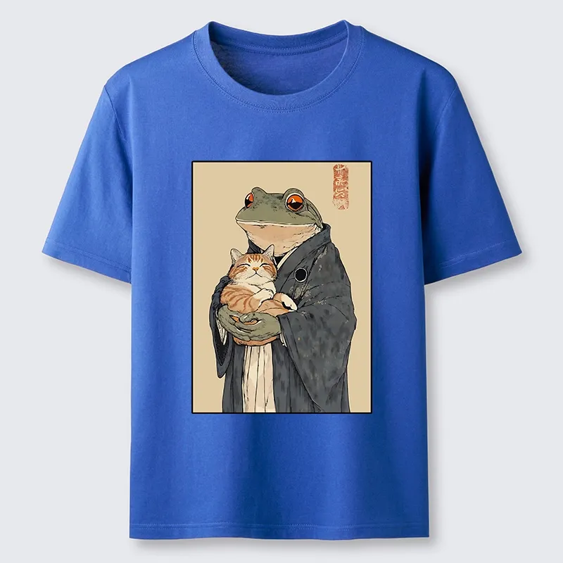 Tokyo-Tiger Frog Holds Sleepy Cat Classic T-Shirt
