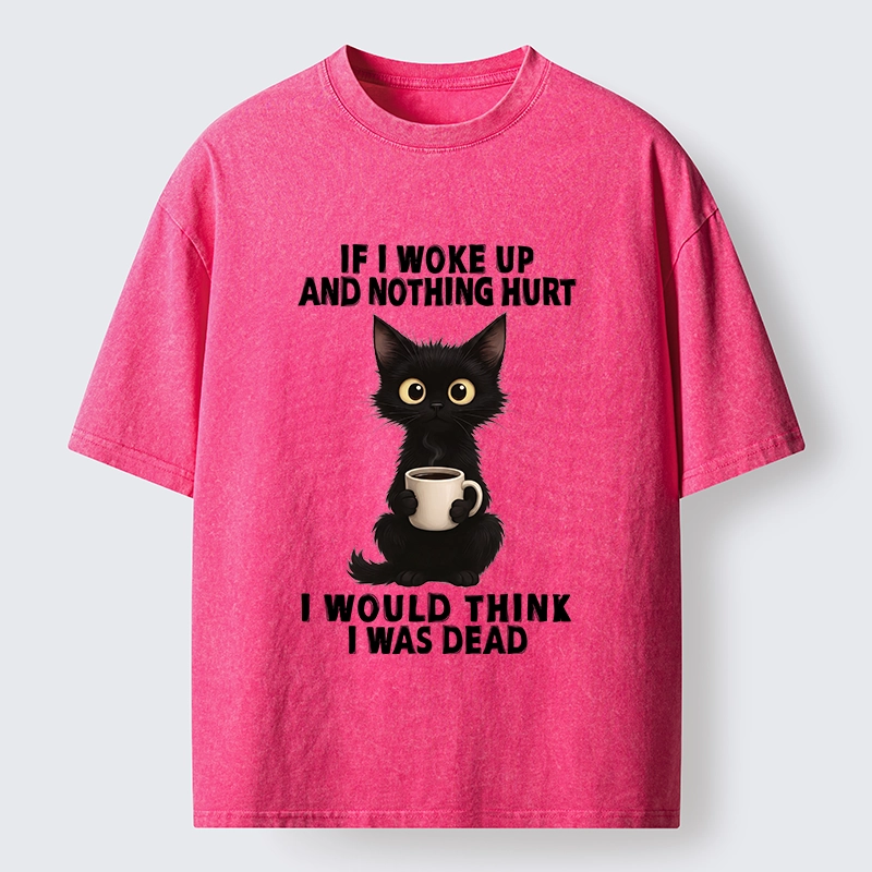Tokyo-Tiger Funny Black Cat And Coffee Meme Washed T-Shirt