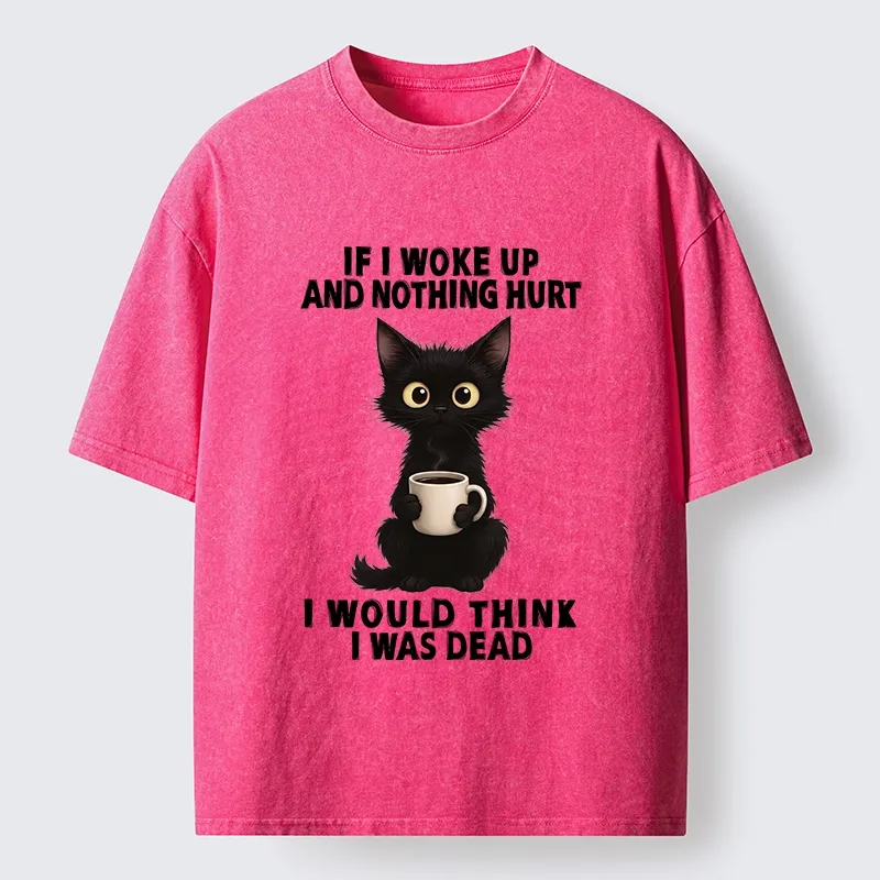 Tokyo-Tiger Funny Black Cat And Coffee Meme Washed T-Shirt