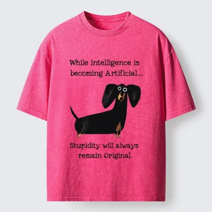 Tokyo-Tiger Dachshund Real Humor Funny Meme Washed T-Shirt