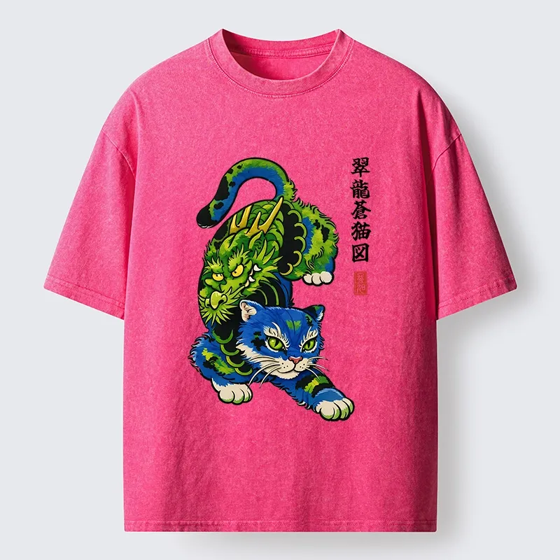 Tokyo-Tiger Dragon Cat Classic Art Washed T-Shirt
