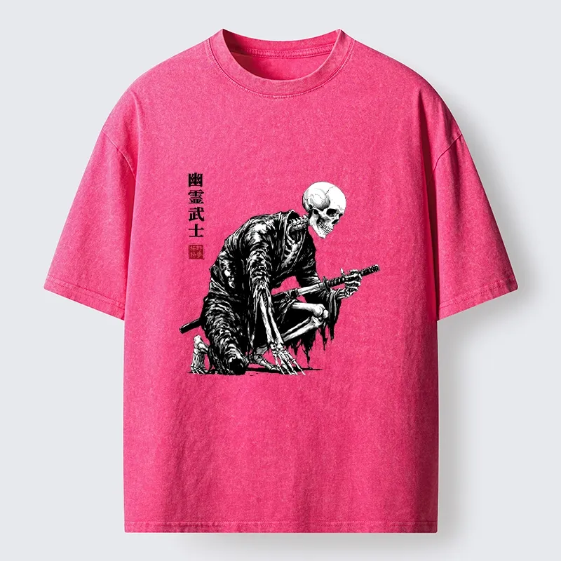 Tokyo-Tiger Vintage Dark Ghost Samurai Sketch Washed T-Shirt