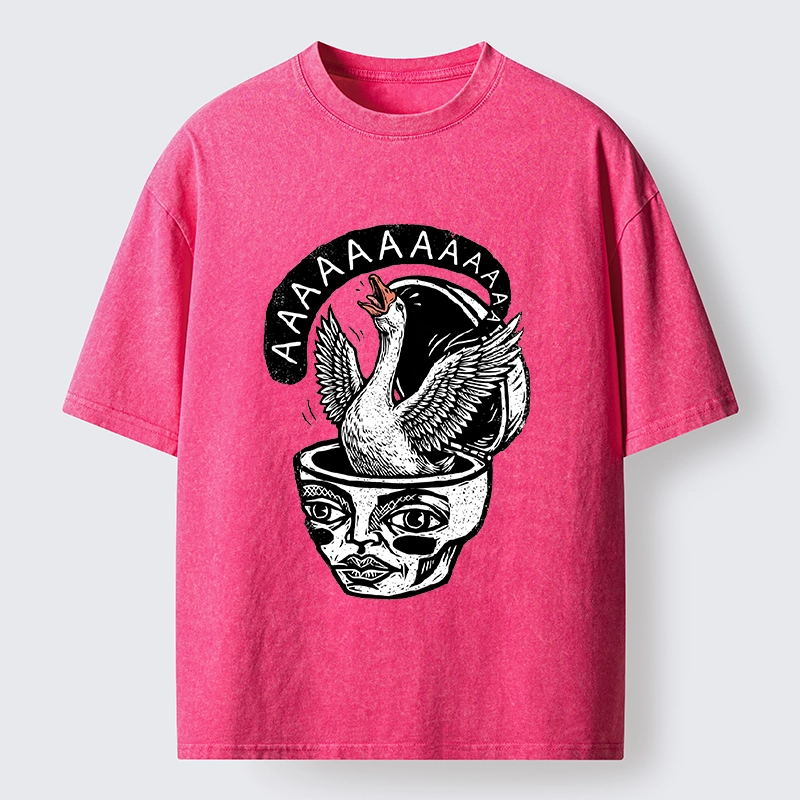 Tokyo-Tiger Weird Meme Screaming Wild Goose Graphic Washed T-Shirt