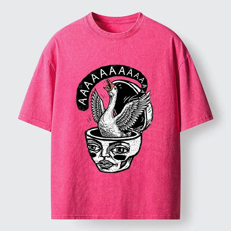 Tokyo-Tiger Weird Meme Screaming Wild Goose Graphic Washed T-Shirt