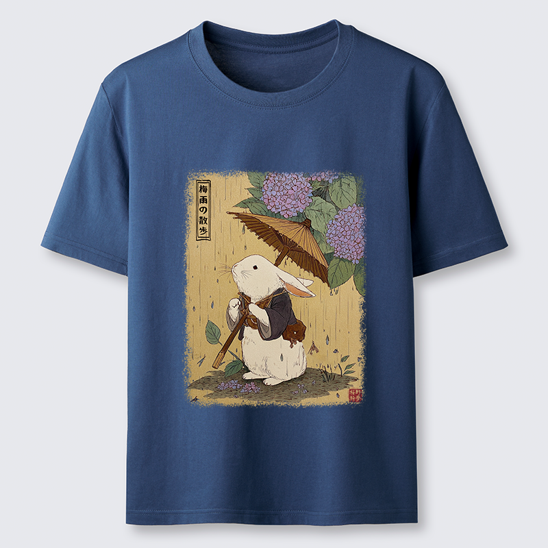 Tokyo-Tiger Ukiyoe Rainy Stroll Bunny Classic T-Shirt