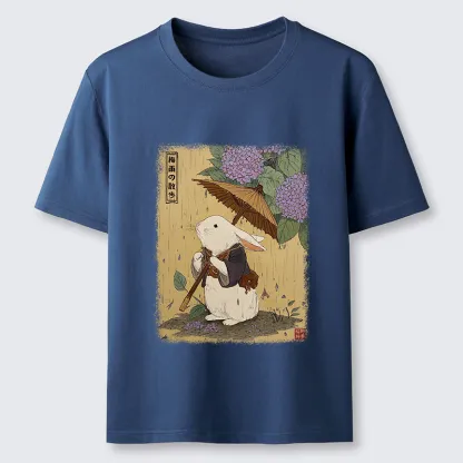 Tokyo-Tiger Ukiyoe Rainy Stroll Bunny Classic T-Shirt