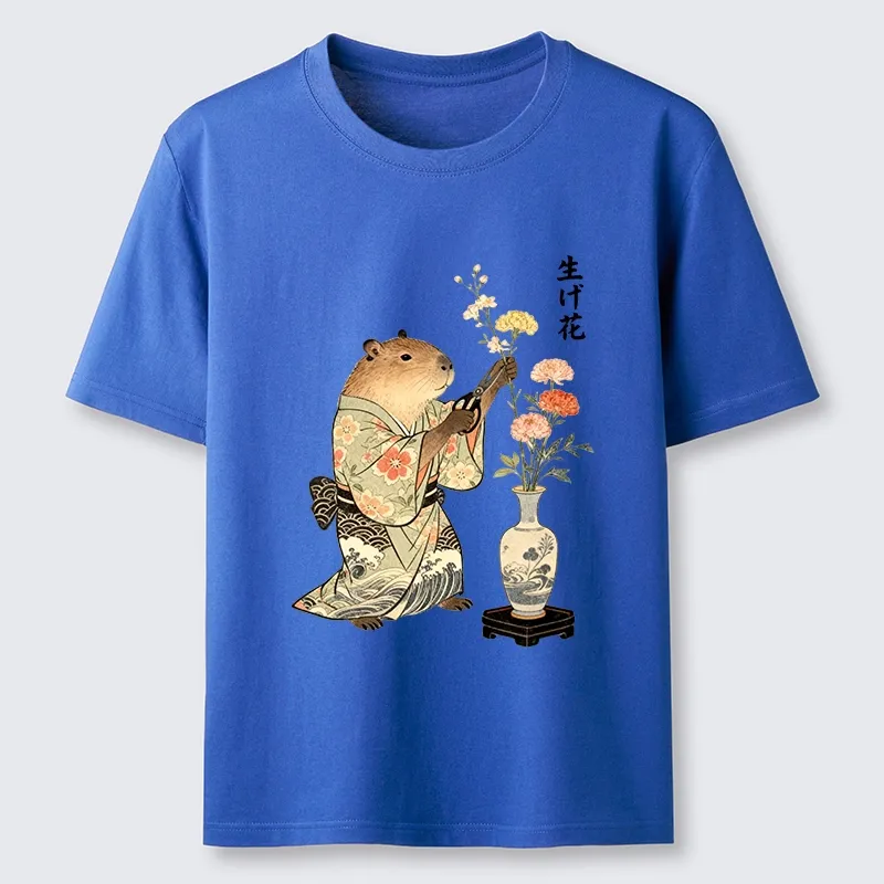 Tokyo-Tiger Chill Capybara Arranging Flower Art Classic T-Shirt