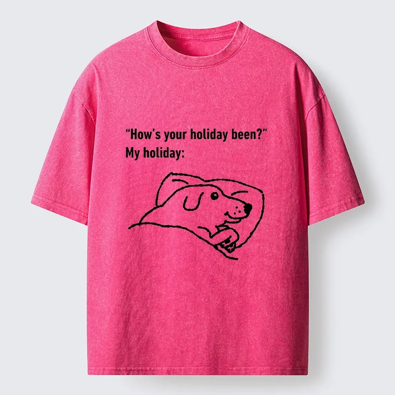 Tokyo-Tiger Tired Dog After Long Holiday Break Washed T-Shirt