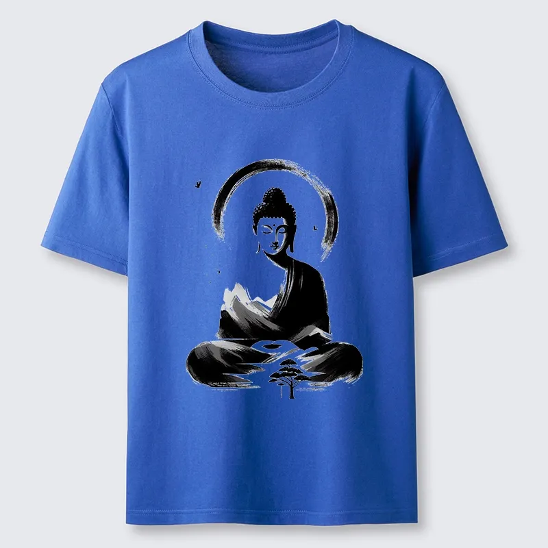 Tokyo-Tiger Serene Mountain Buddha Zen Art Classic T-Shirt