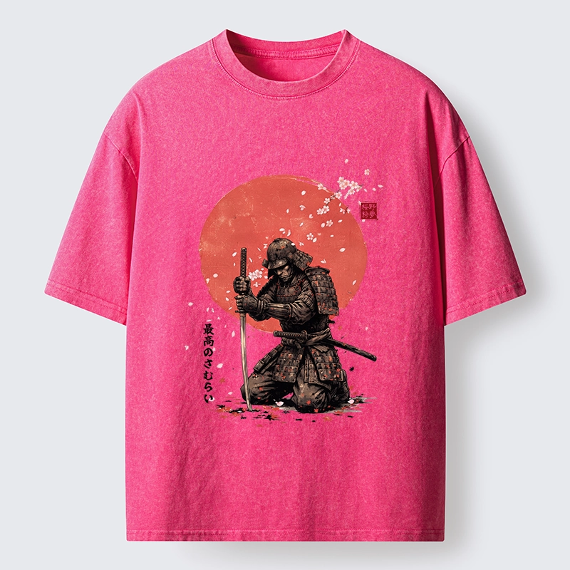Tokyo-Tiger Sakura Samurai Traditional Japan Art Washed T-Shirt