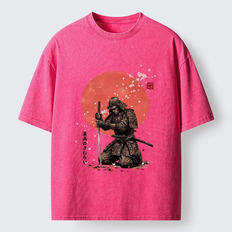 Tokyo-Tiger Sakura Samurai Traditional Japan Art Washed T-Shirt