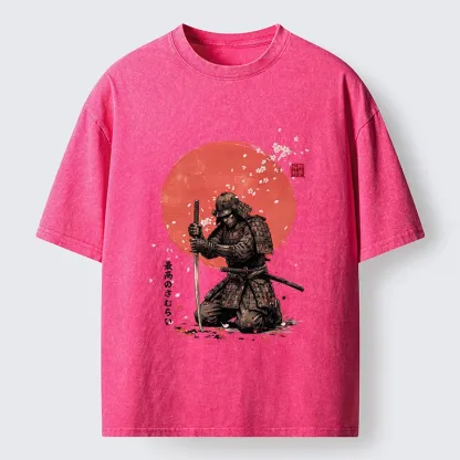 Tokyo-Tiger Sakura Samurai Traditional Japan Art Washed T-Shirt