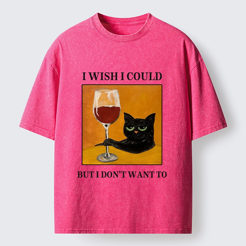 Tokyo-Tiger Sassy Black Cat Wine Funny Meme Washed T-Shirt