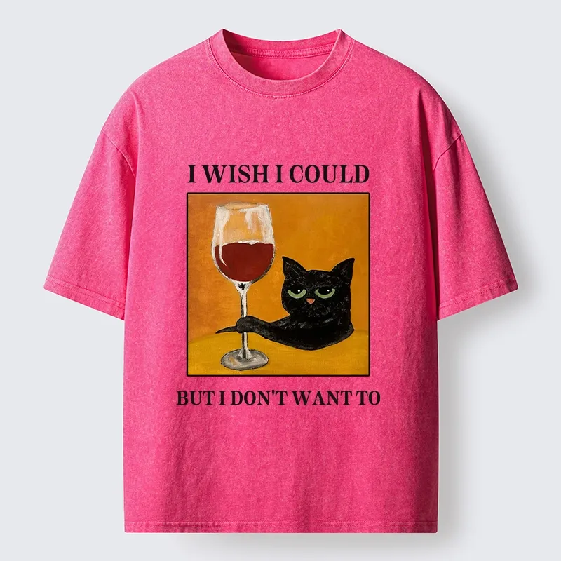 Tokyo-Tiger Sassy Black Cat Wine Funny Meme Washed T-Shirt