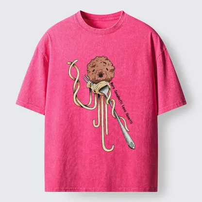 Tokyo-Tiger More Pasta Less Stress Food Lover Art Washed T-Shirt