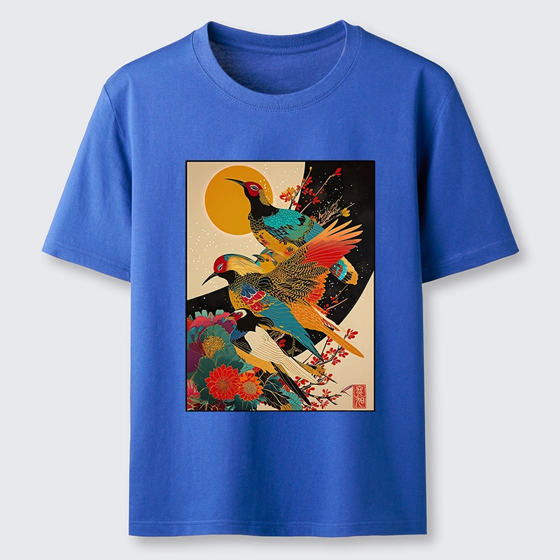 Tokyo-Tiger Sunrise Pheasants Blossom Oriental Art Design Classic T-Shirt