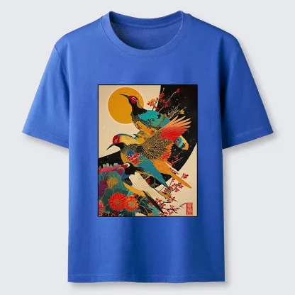 Tokyo-Tiger Sunrise Pheasants Blossom Oriental Art Design Classic T-Shirt