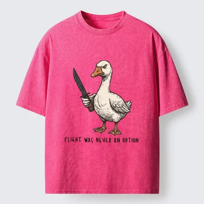 Tokyo-Tiger Tough Goose Holding Knife Funny Meme Washed T-Shirt
