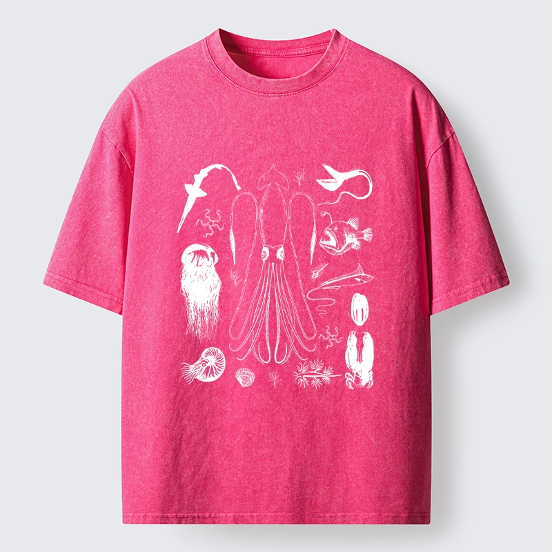 Tokyo-Tiger Vintage Deep Sea Creature Meme Washed T-Shirt