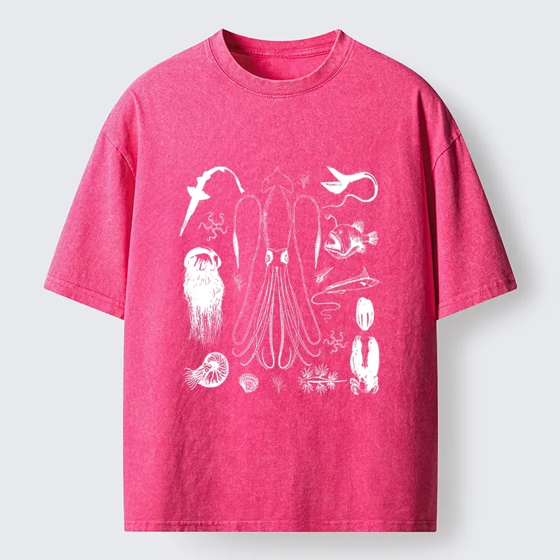 Tokyo-Tiger Vintage Deep Sea Creature Meme Washed T-Shirt