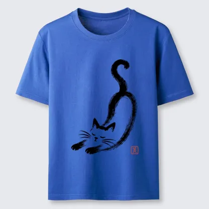 Tokyo-Tiger Soft Ink Stretch Cat Oriental Brush Art Classic T-Shirt