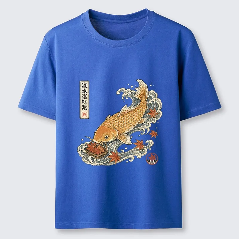 Tokyo-Tiger Golden Koi Carp Maple Leaf Wave Art Classic T-Shirt