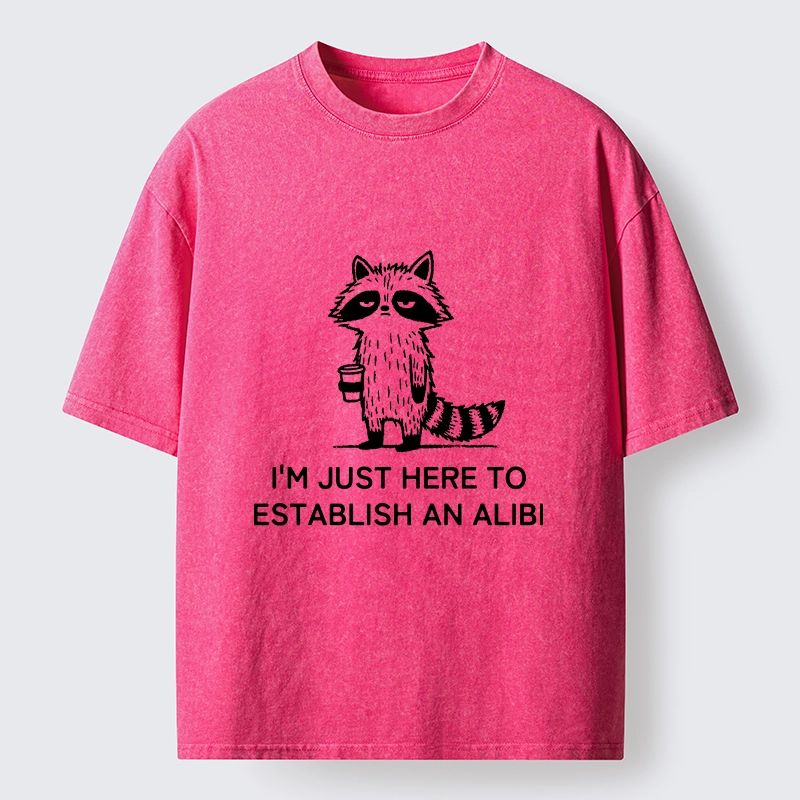 Tokyo-Tiger Minimal Raccoon Coffee Joke Line Art Washed T-Shirt