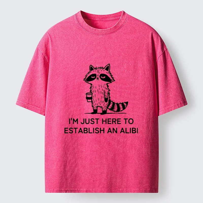 Tokyo-Tiger Minimal Raccoon Coffee Joke Line Art Washed T-Shirt