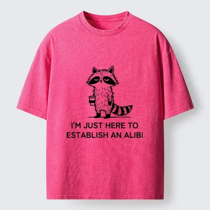 Tokyo-Tiger Minimal Raccoon Coffee Joke Line Art Washed T-Shirt