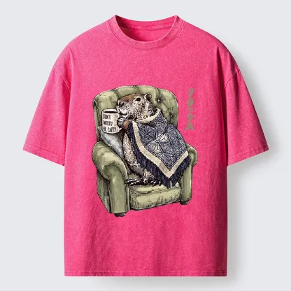 Tokyo-Tiger Relax Capybara Cozy Sofa Warm Blanket Washed T-Shirt