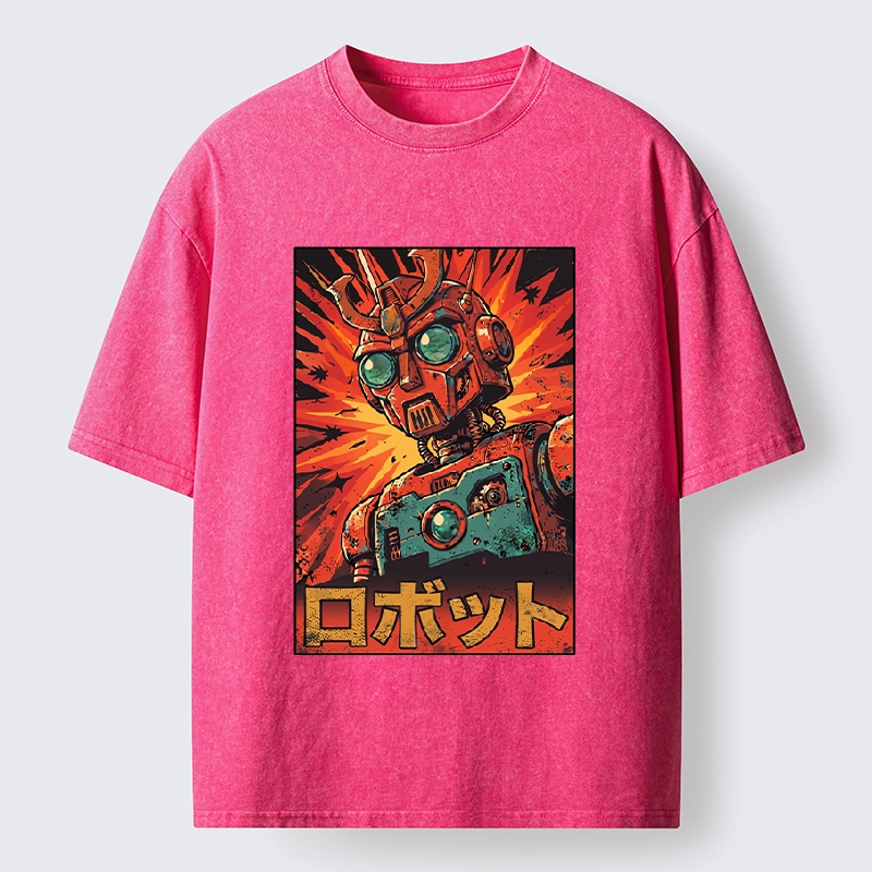 Tokyo-Tiger Retro Japanese Robot Washed T-Shirt