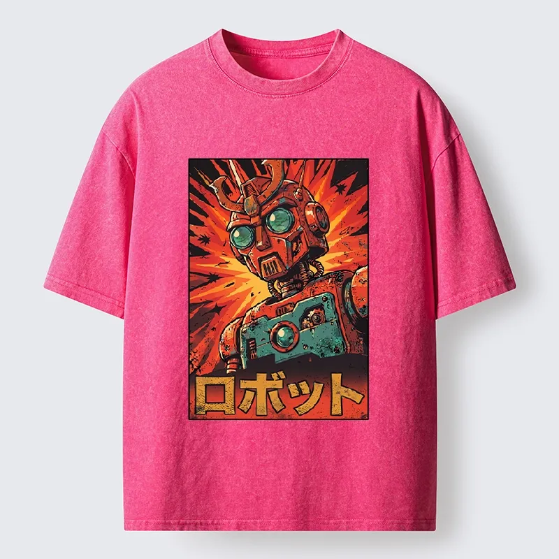 Tokyo-Tiger Retro Japanese Robot Washed T-Shirt