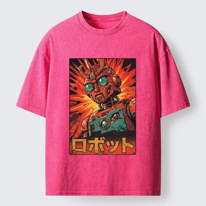 Tokyo-Tiger Retro Japanese Robot Washed T-Shirt
