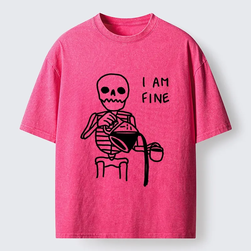 Tokyo-Tiger Skeleton Fake Calm Washed T-Shirt