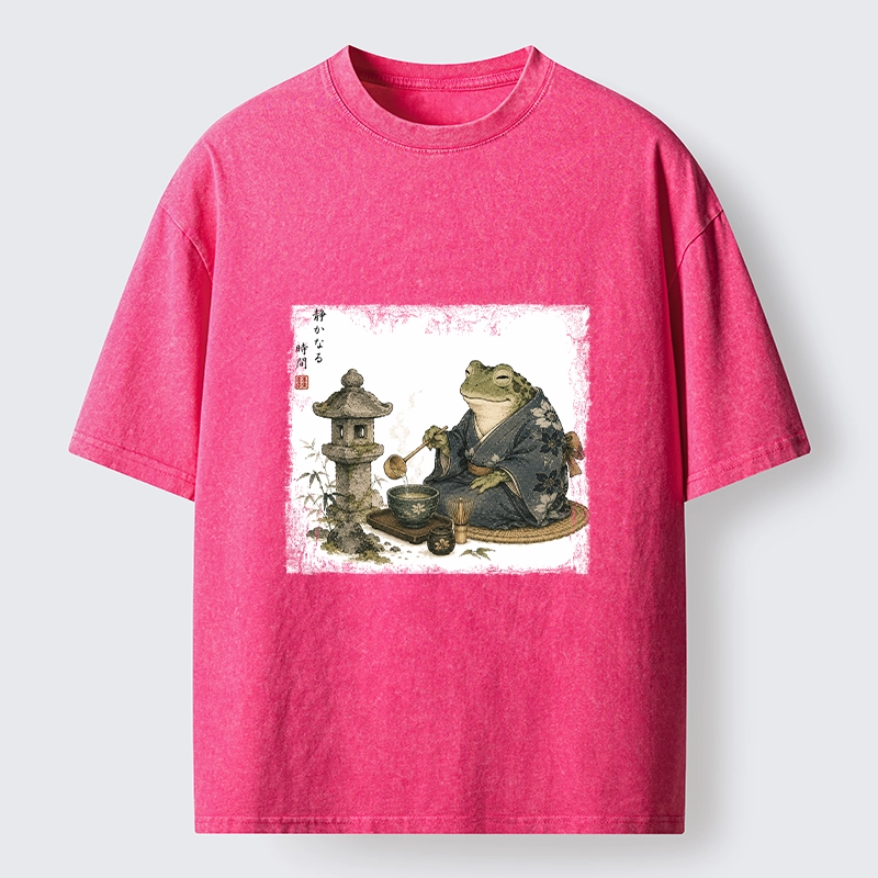 Tokyo-Tiger Calm Kimono Tea Frog Washed T-Shirt
