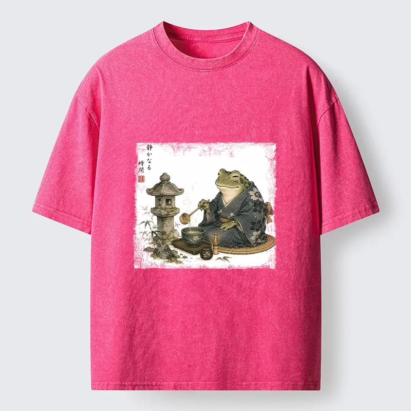 Tokyo-Tiger Calm Kimono Tea Frog Washed T-Shirt