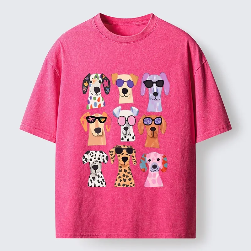 Tokyo-Tiger Colorful Dog Squad Meme Washed T-Shirt