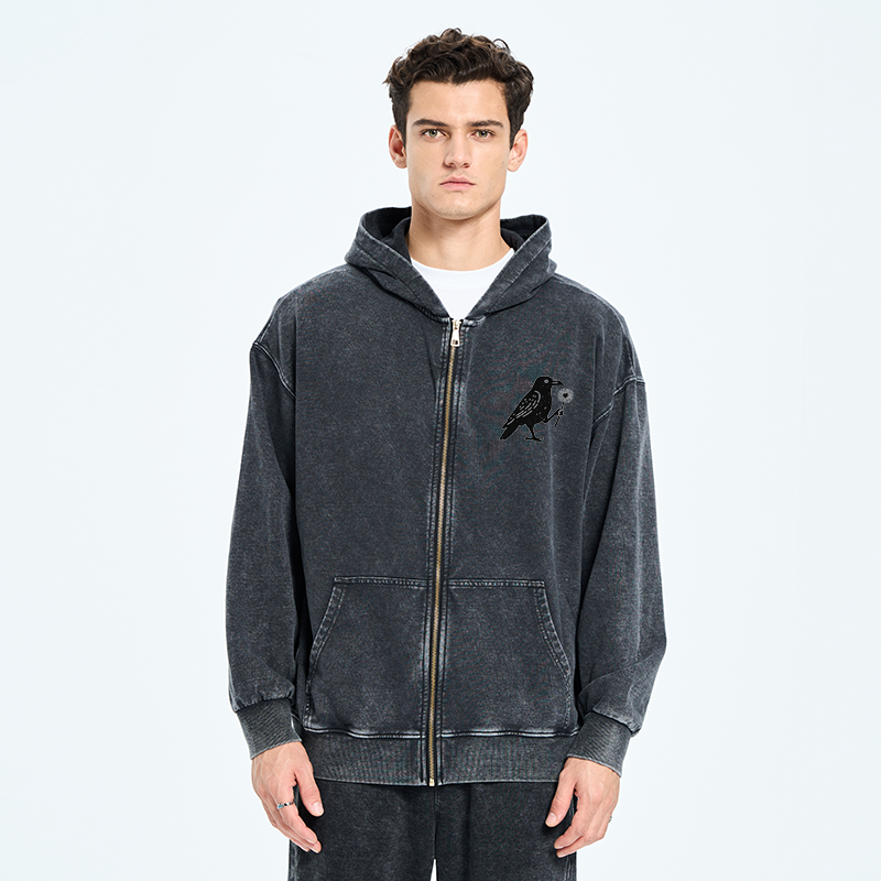 Tokyo-Tiger My Old Friend The Crow Washed Zip Hoodie