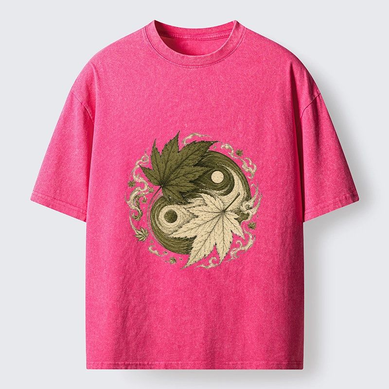 Tokyo-Tiger Maple Yin Yang Art Washed T-Shirt