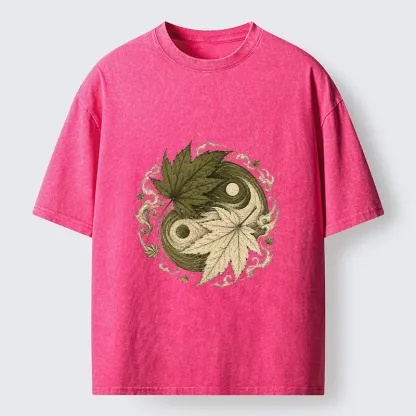Tokyo-Tiger Maple Yin Yang Art Washed T-Shirt