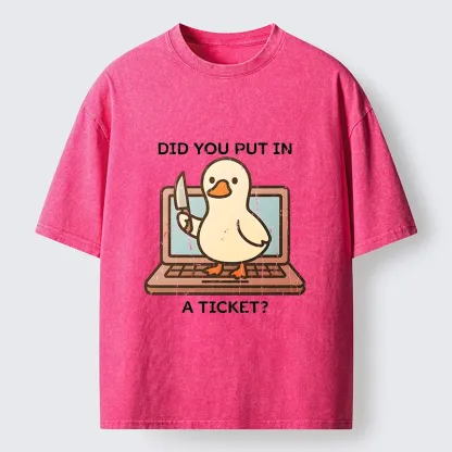 Tokyo-Tiger Ticket Duck Funny Meme Washed T-Shirt