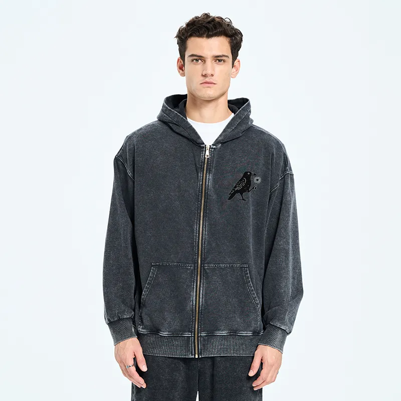 Tokyo-Tiger My Old Friend The Crow Washed Zip Hoodie