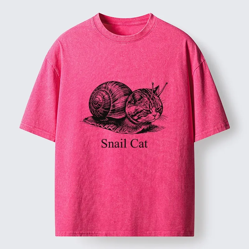 Tokyo-Tiger Weird Snail Cat Meme Washed T-Shirt