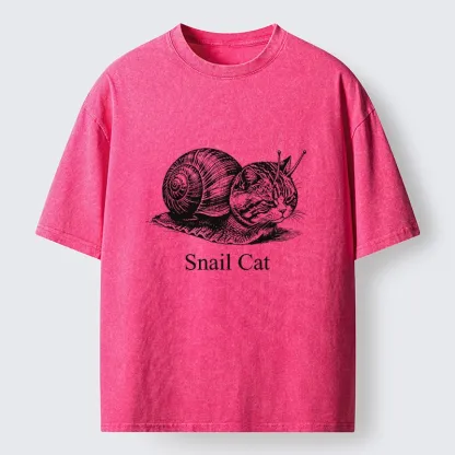 Tokyo-Tiger Weird Snail Cat Meme Washed T-Shirt